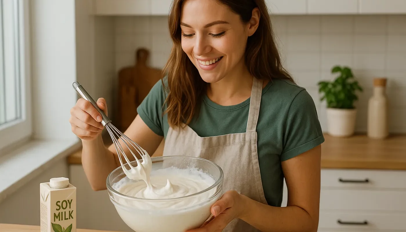 Vegane sahne zum aufschlagen: aus sojamilch
