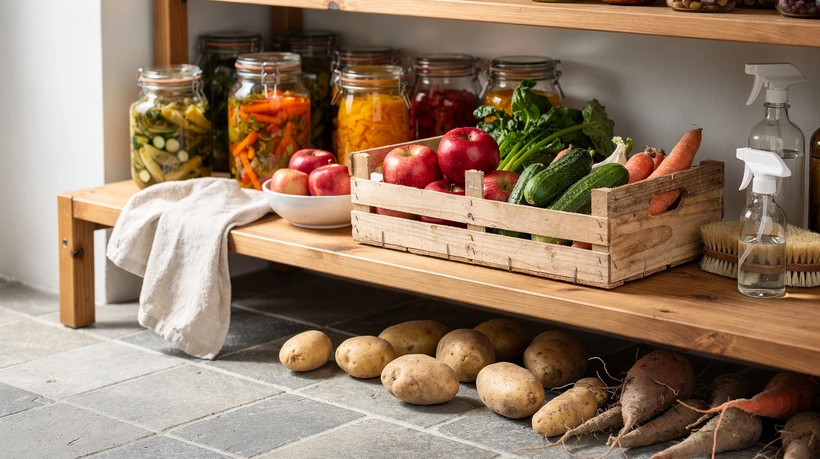 Vorratskammer anlegen: Obst, Gemüse und Ernte richtig einlagern und monatelang haltbar machen 2 Vorratskammer anlegen: Obst, Gemüse und Ernte richtig einlagern und monatelang haltbar machen