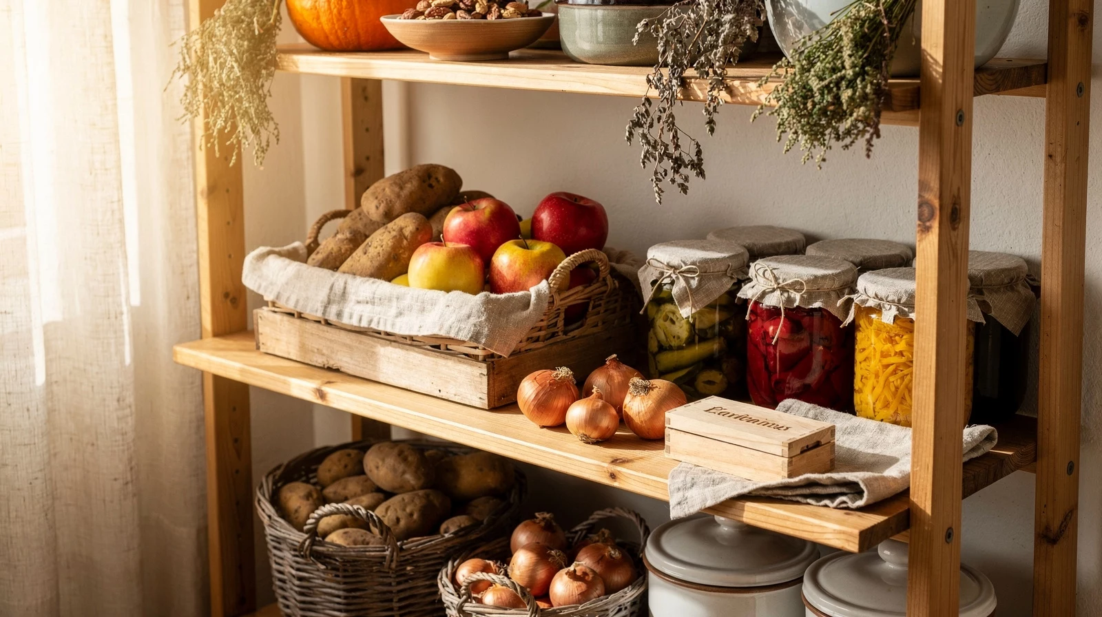 Vorratskammer im Herbst anlegen: Ernte, Eingemachtes und Wintervorräte richtig aufbewahren